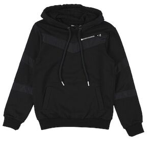 LES HOMMES Boys’ Black on Black Chevron Front Hoodie- Size 14 Youth